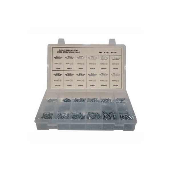 Wood Screw Assortment, Steel, Zinc Plated Finish